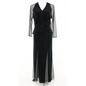 Niki Livas 2 Pc Dress Womens 4 Black Stretch Velvet Skirt and Top Elastic Waist